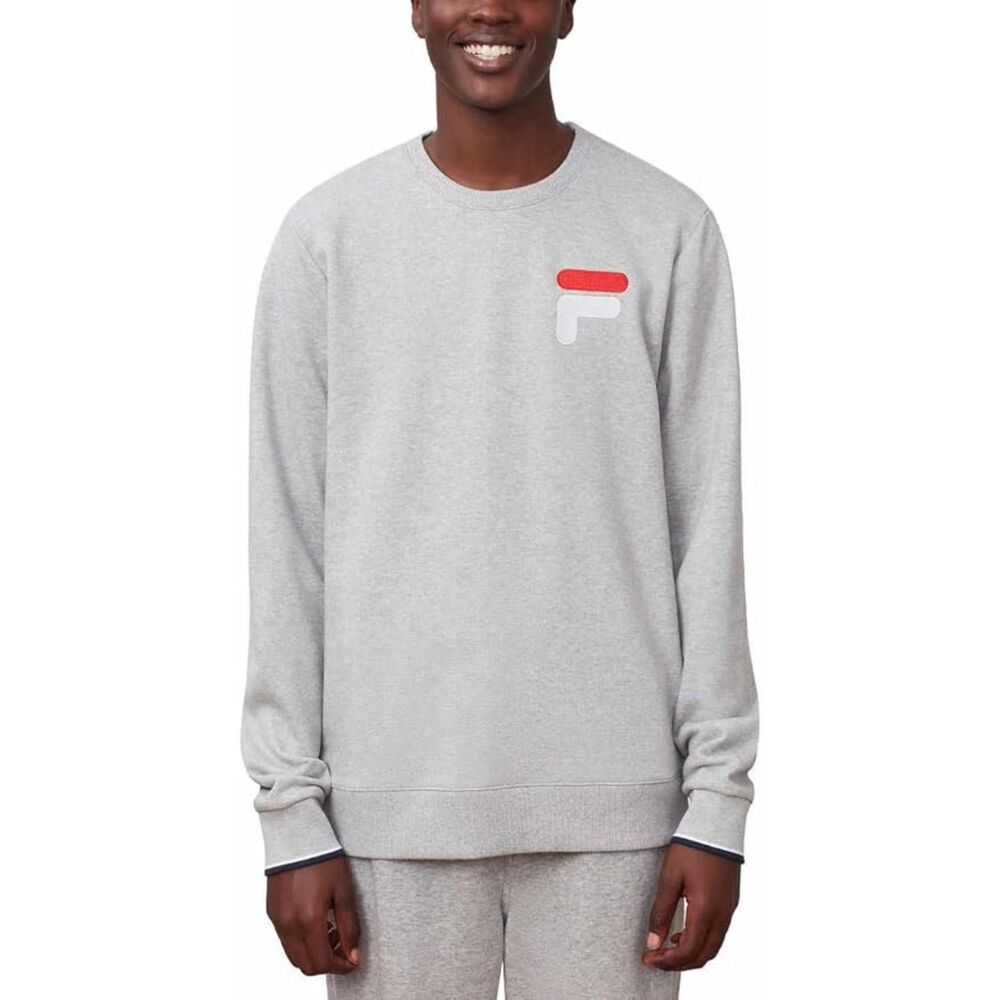 Fila Heather Gray Embroidered Patch Lightweight Crewneck Sweatshirt Sz M